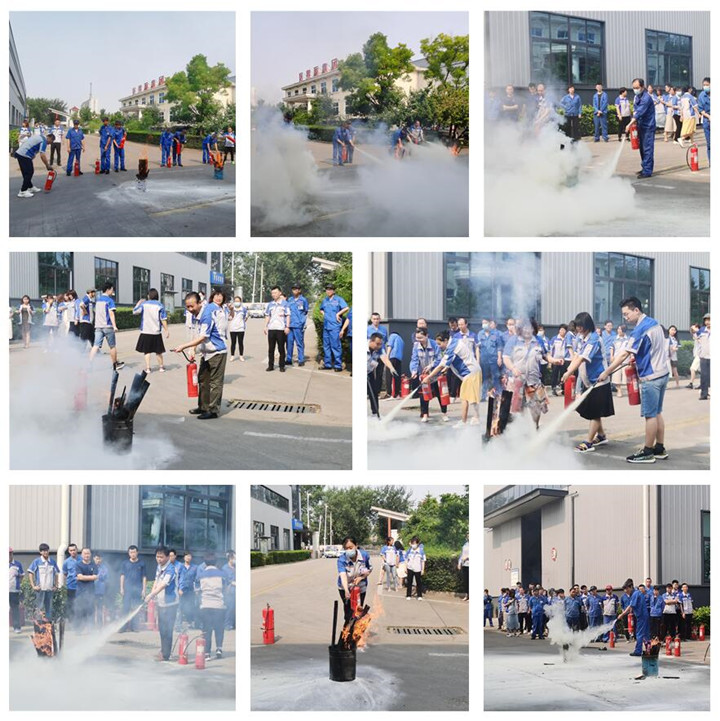 公司員工輪番上場，親身體驗(yàn)了滅火器的正確使用方法